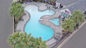 View of pool featuring a patio