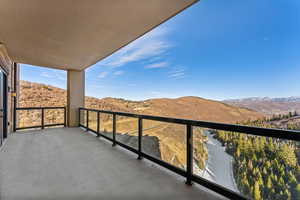 Balcony with a mountain view