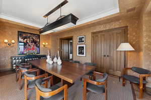 Dining room with hardwood / wood-style floors