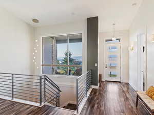 Foyer entrance featuring dark hardwood / wood-style floors