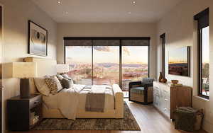 Bedroom with light wood-type flooring