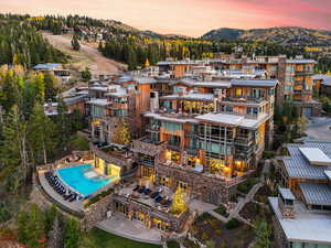 View of aerial view at dusk