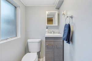 Bathroom with vanity and toilet