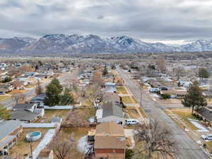 Aerial view featuring a mountain view