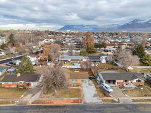 Aerial view featuring a mountain view