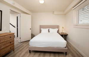 Bedroom featuring wood-type flooring