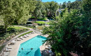 View of pool featuring a patio area