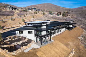 Aerial view featuring a mountain view