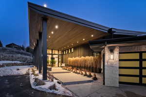 View of snow covered patio