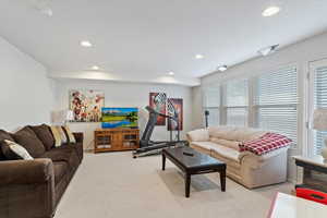 View of carpeted living room