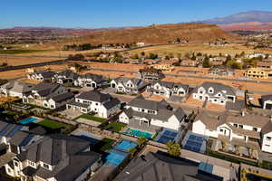 Aerial view featuring a mountain view