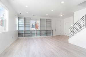 Unfurnished living room with light hardwood / wood-style flooring and a healthy amount of sunlight