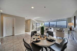 View of tiled dining space