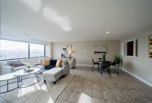 Living room with a mountain views