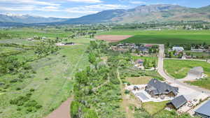 Drone / aerial view with a mountain view