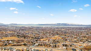 Drone / aerial view with a mountain view