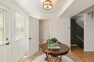 Foyer with light wood-type flooring