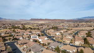 Drone / aerial view featuring a mountain view