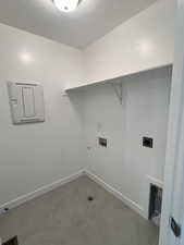 Laundry area with hookup for an electric dryer and hookup for a washing machine