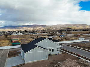 Aerial view featuring a mountain view