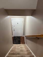 Staircase with wood-type flooring