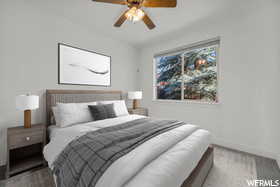 Bedroom featuring ceiling fan