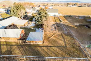 Aerial view featuring a mountain view
