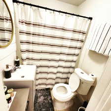 Bathroom featuring vanity and toilet