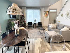 Dining area featuring light hardwood / wood-style flooring and a wealth of natural light