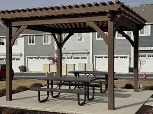 View of patio featuring a pergola