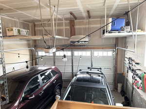 Garage with ample storage space and extra height.