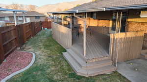 Covered deck and backyard