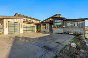 Contemporary house featuring a garage