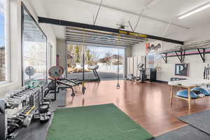 Detached RV/6 car garage currently being used for a gym