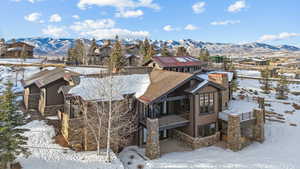 Exterior space featuring a mountain view