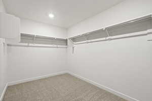 Spacious closet with carpet