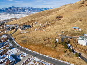 Drone / aerial view with a mountain view