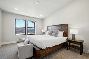 Bedroom with vaulted ceiling