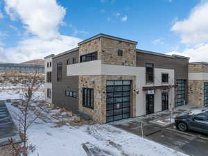 View of snow covered building