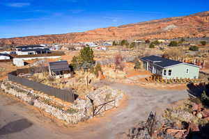 Aerial view featuring a mountain view