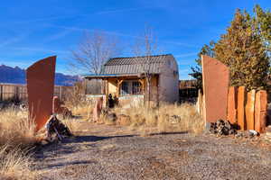 View of outdoor structure with a mountain view