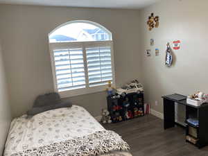 Bedroom featuring dark hardwood / wood-style floors