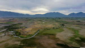 Drone / aerial view featuring a mountain view and a rural view