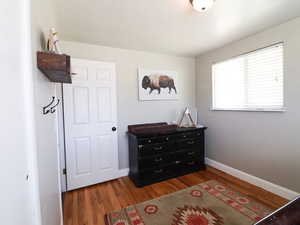 Bedroom featuring dark hardwood / wood-style flooring