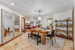 Dining area featuring sink