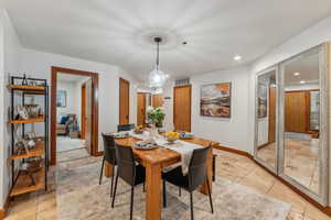 View of tiled dining space