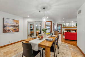 View of tiled dining area