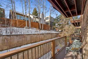 View of snow covered deck