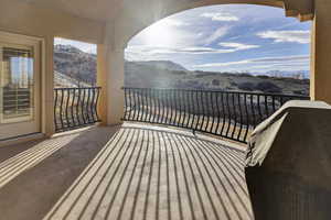 Balcony with a mountain view