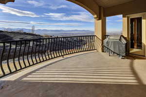 Balcony with a mountain view